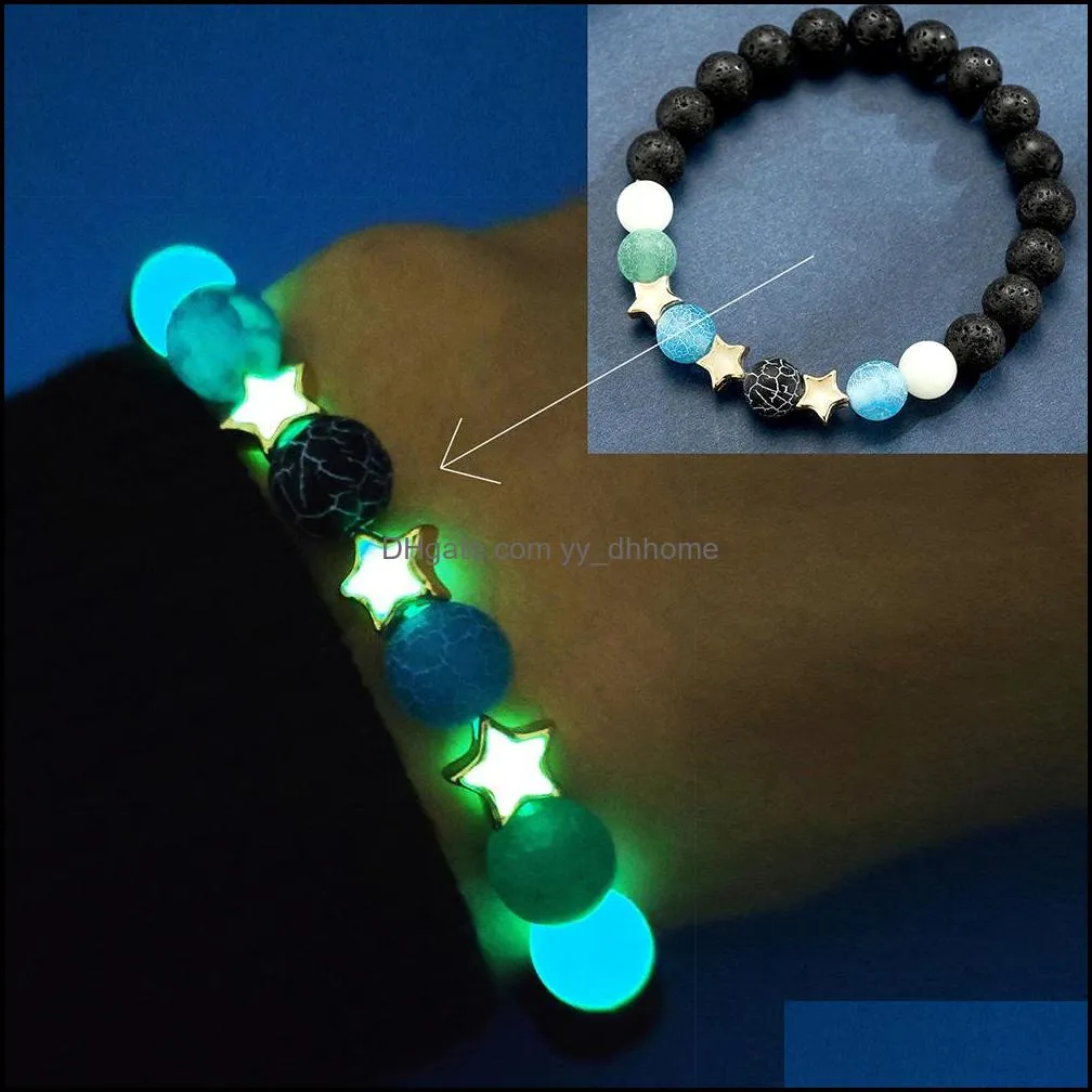 natural stone bracelet yoga healing luminous glow in the dark bracelet lotus charm beads bracelet for men women prayer buddhism