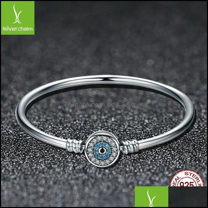 real 925 sterling silver blue lucky evil eyes eye of guarding bracelets bangles diy accessories jewelry