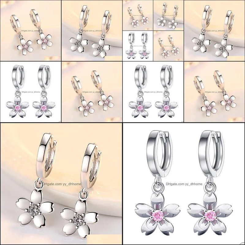 flower earring cute romantic lovely copper cubic zirconia earrings party wedding earrings