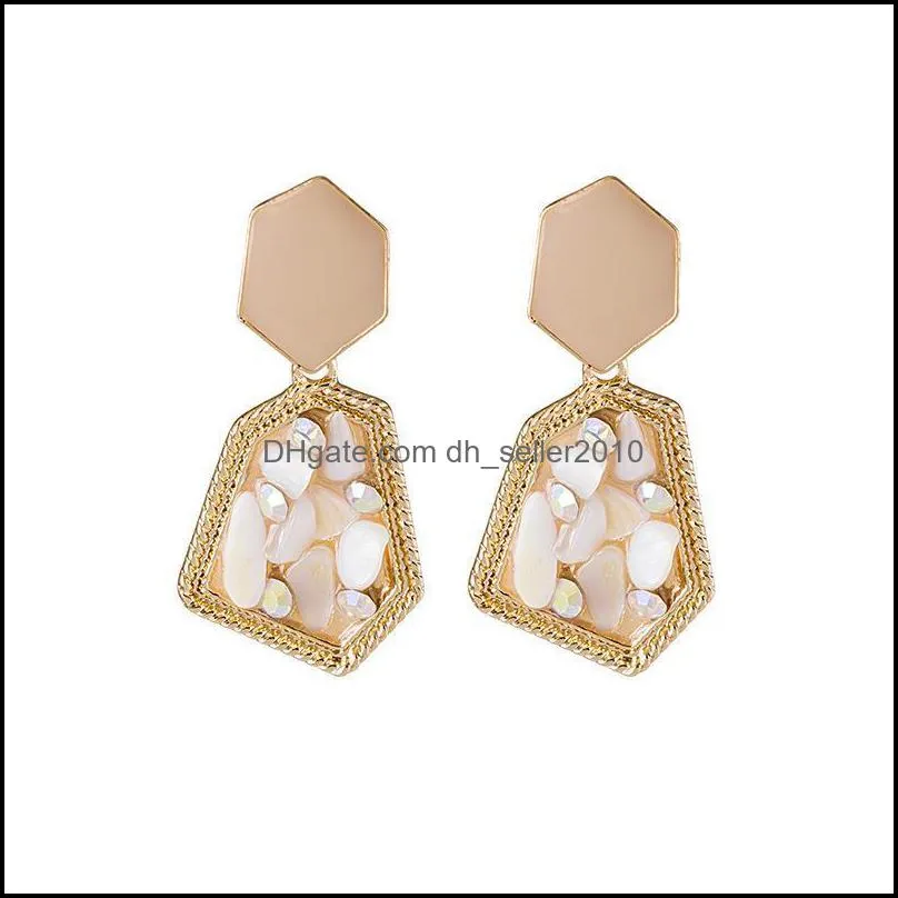 sevenstone dangle chandelier beige geometric gravel-drop oil statement earrings for women girl 152c3