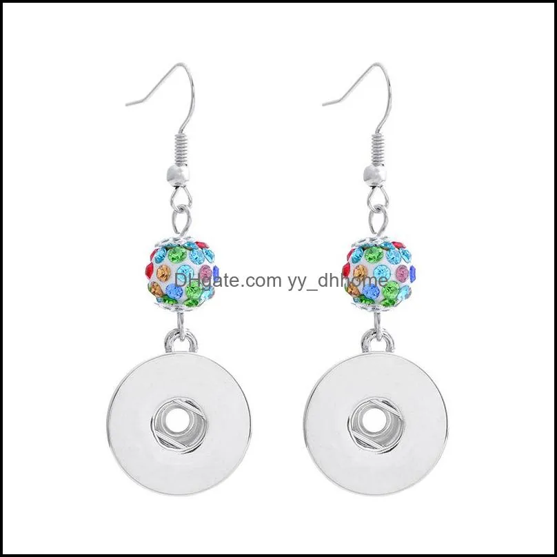 noosa rhinestone drop earring fit 18mm snap button 10 colors snap pendant earrings charms gift accessories