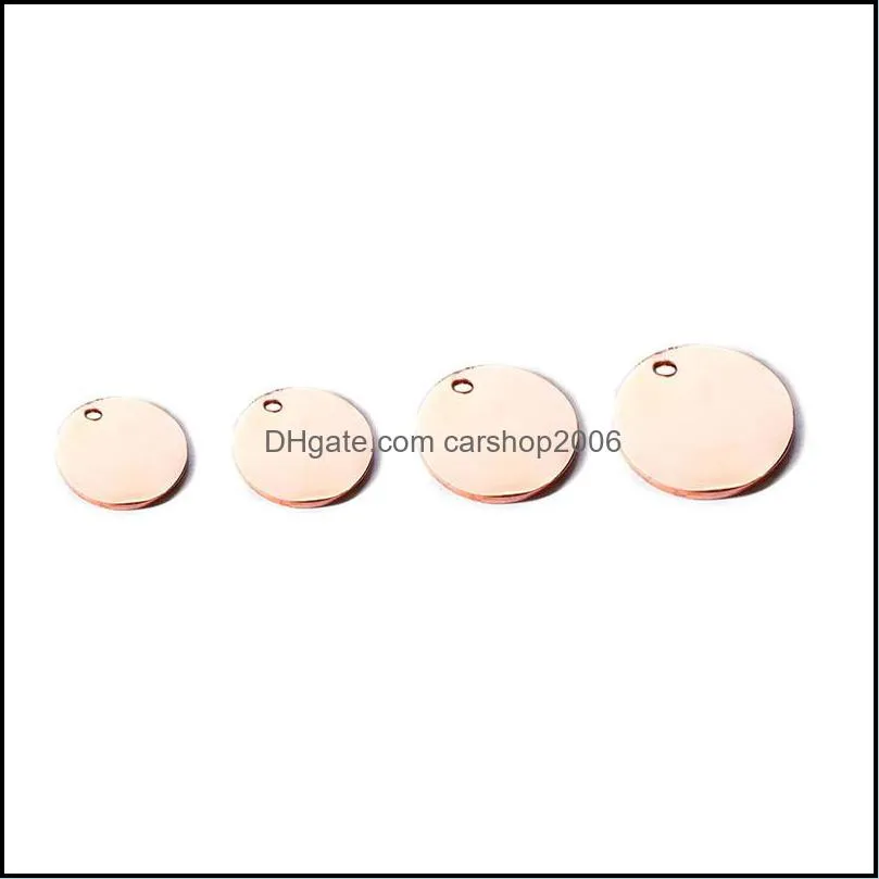 10/20mm stainless steel charms silver gold rose gold color round shape stamping blank tag pendants for making necklace jewelry 513 h1