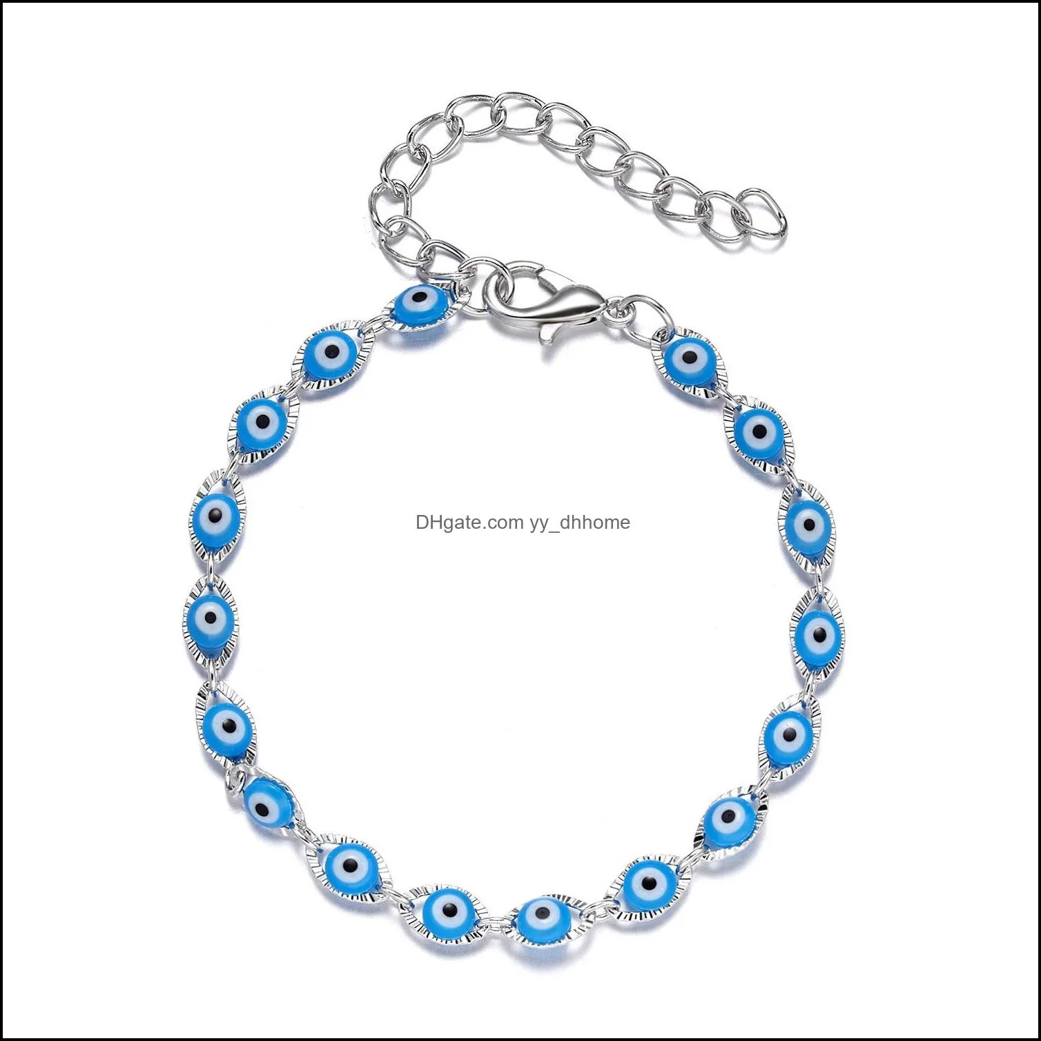 cross-border hot new palm blue eyes flower evil eye water drill beads alloy bracelet manufacturers wholesaleturkish lucky evil eye