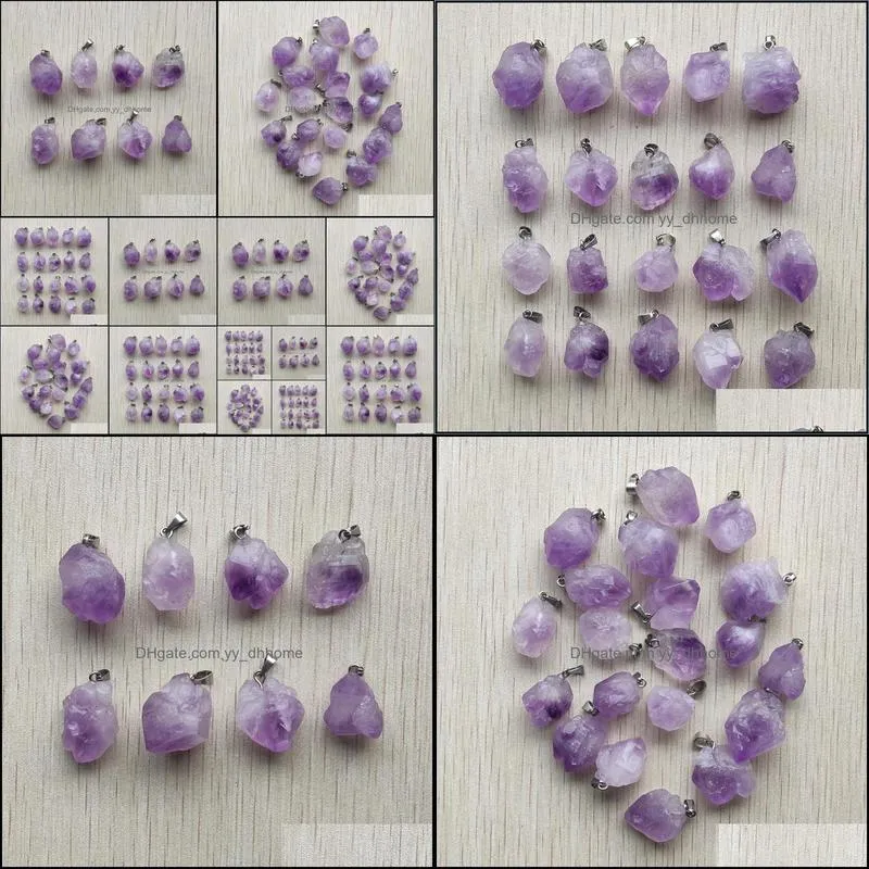 natural irregular shape purple amethyst druzy stone charms pendants for necklace accessories jewelry making