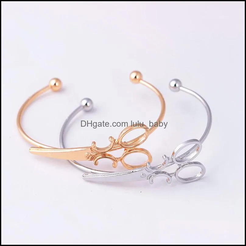 scissors bracelet bangle for women hollow shears bracelets & bangles adjustable bracelets hip hop party gifts gold silver plated 527