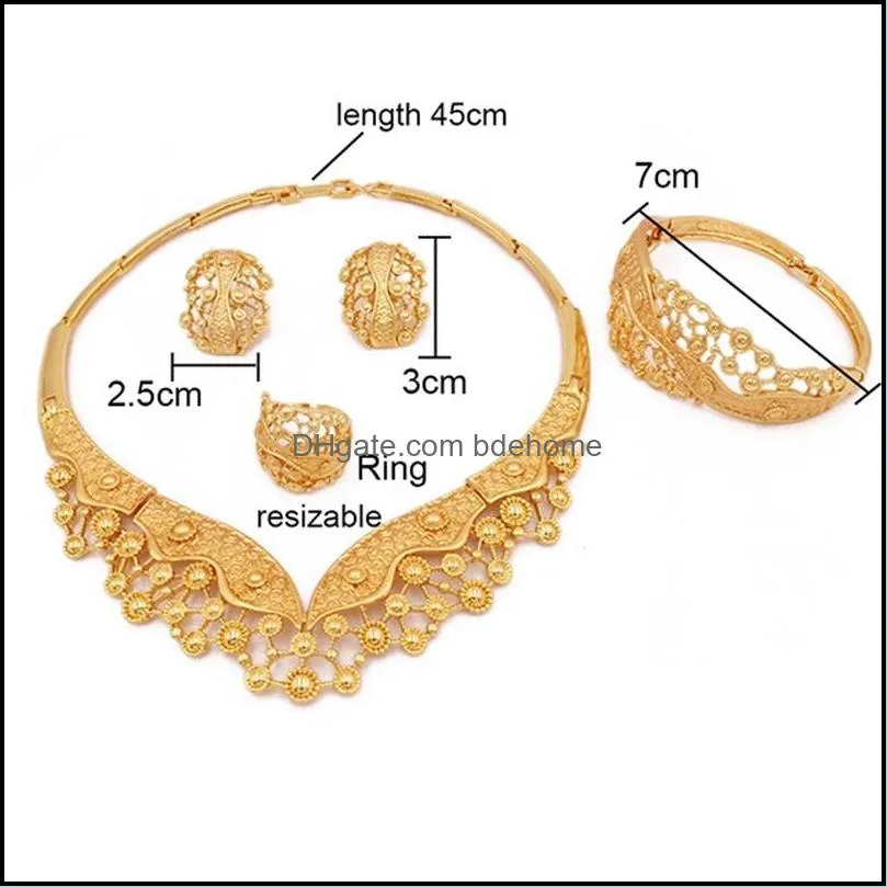 luxury jewelry sets for women dubai wedding gold color necklace earrings bracelet ring bridal indian nigeria african gifts set 2221 t2