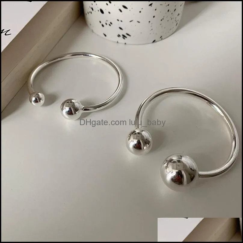 minimalist plated silver bangle bracelet trendy elegant charm glossy solid ball jewelry birthday gifts party accessories 20220228 t2