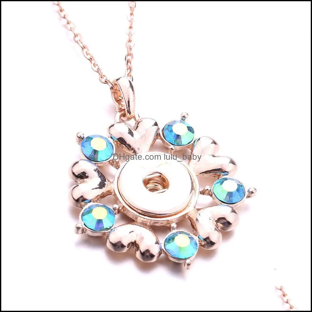 noosa snap button pendant necklace rose gold hearts flower crystal chunks simple fit 18mm snap buttons jewelry