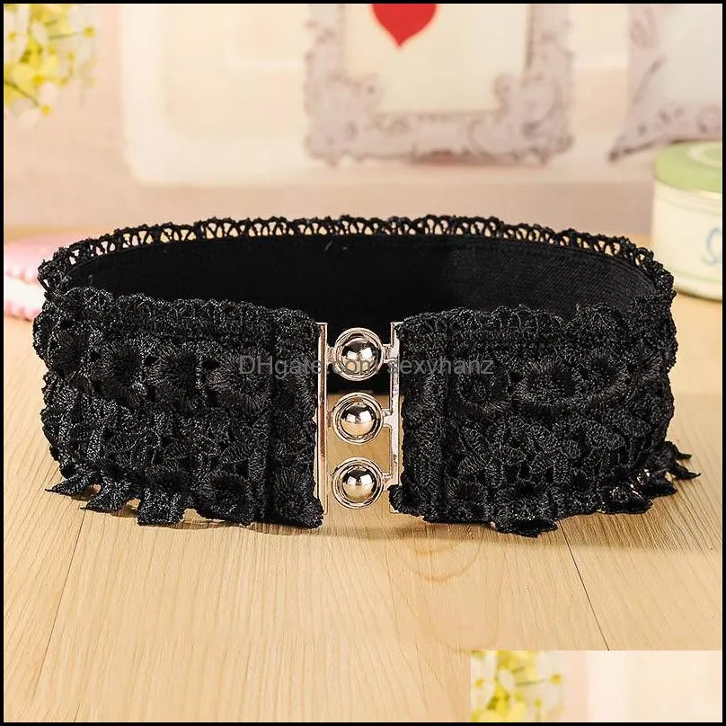 belts women`s belt with lace beige waistband elastic decorate beauty wide cummerbunds party corset slim trend skirt waist seal 3498 q2