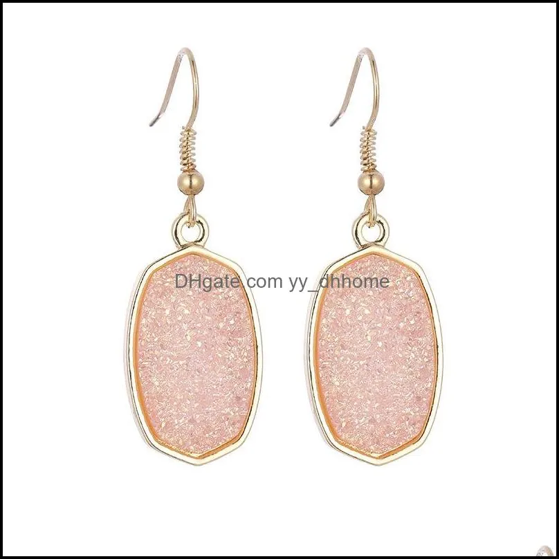 resin druzy drusy earrings designer oval fashion dangle teardrop earings for women