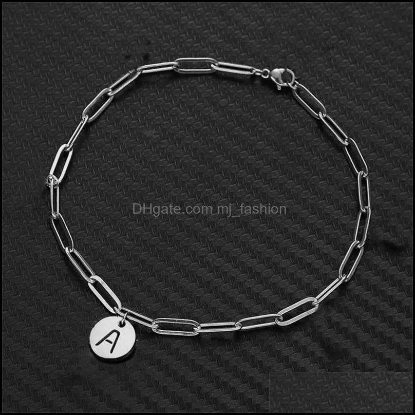 clip chain initial bracelet stainless steel gold plated blue eye charm bracelets bangles for women 2939 q2