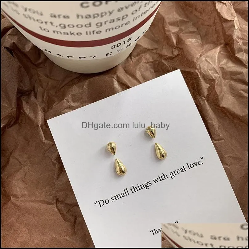 vintage charm ear studs two ways to wear water drop metal gold earrings for women simple female jewelry 20220226 t2