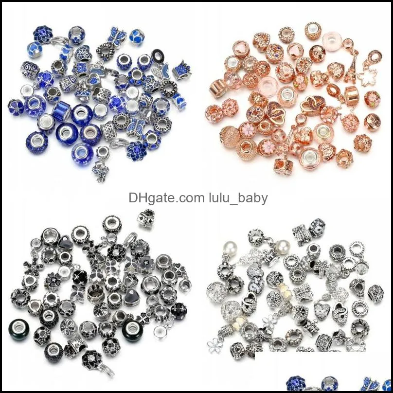 50pcs european bead safety chain bead charm european bead fit for pandora bracelets mix color 1135 t2