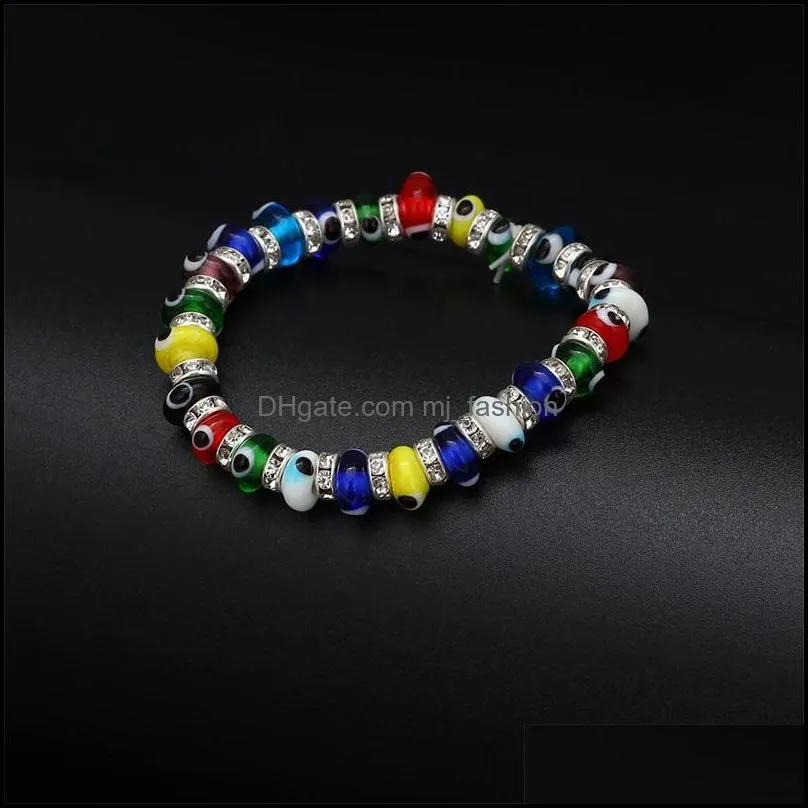 s2285 fashion jewelry colorful evil eye bracelet blue eyes elastic beaded bracelets c3