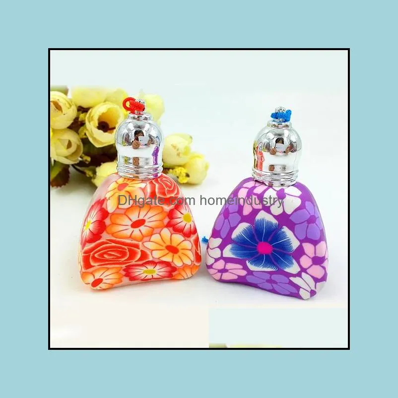Perfume Bottle Beautif Color Flower Bottle Roller Lids Empty Fragrance