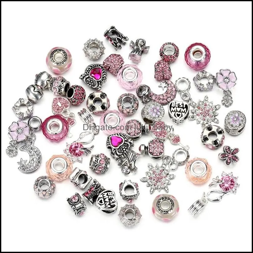 50pcs european bead safety chain bead charm european bead fit for pandora bracelets mix color 1135 t2