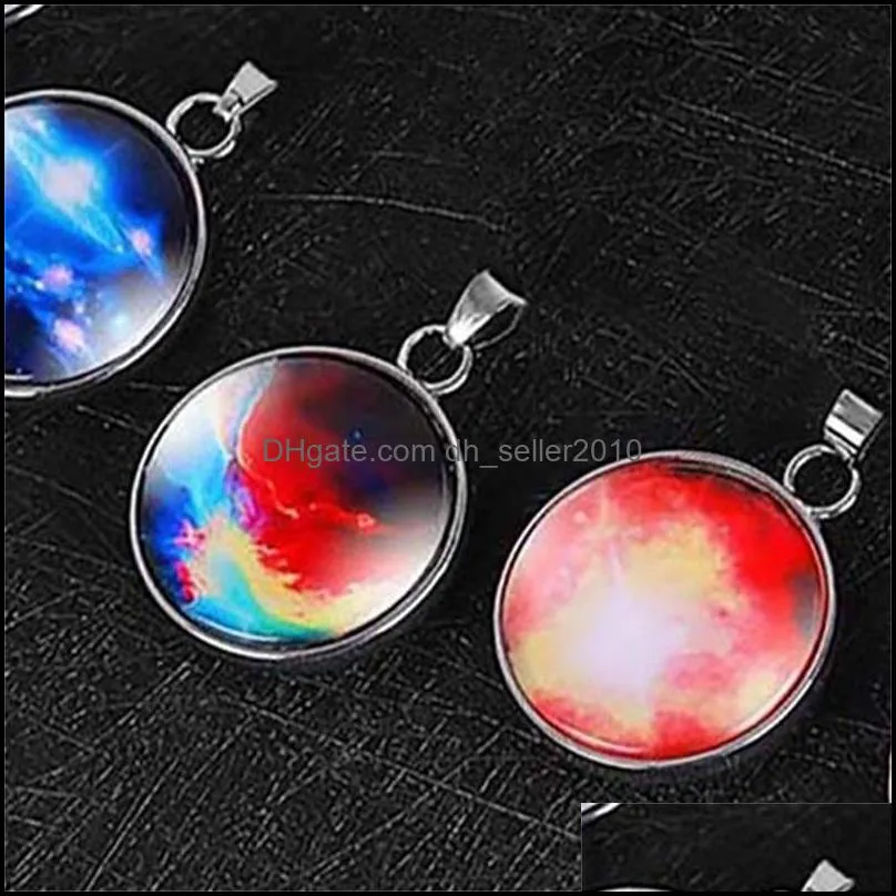 space universe galaxy charms luminous diy jewelry findings components necklace bracelets pendant charm 2.7cm fashion round 1 5ly q2