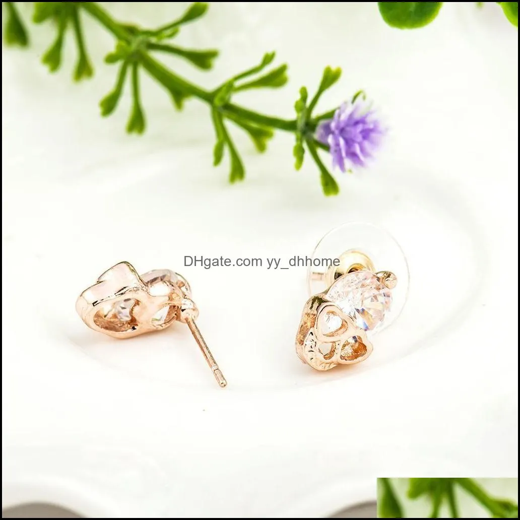 skull earrings cute heart eyes earrings cz crystal stud earrings brincos gift