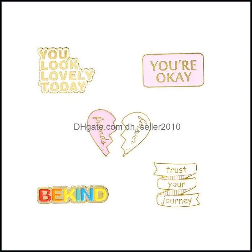 letter bekind i am ok enamel brooches pin for women fashion dress coat shirt demin metal funny brooch pins badges promotion gift 1877