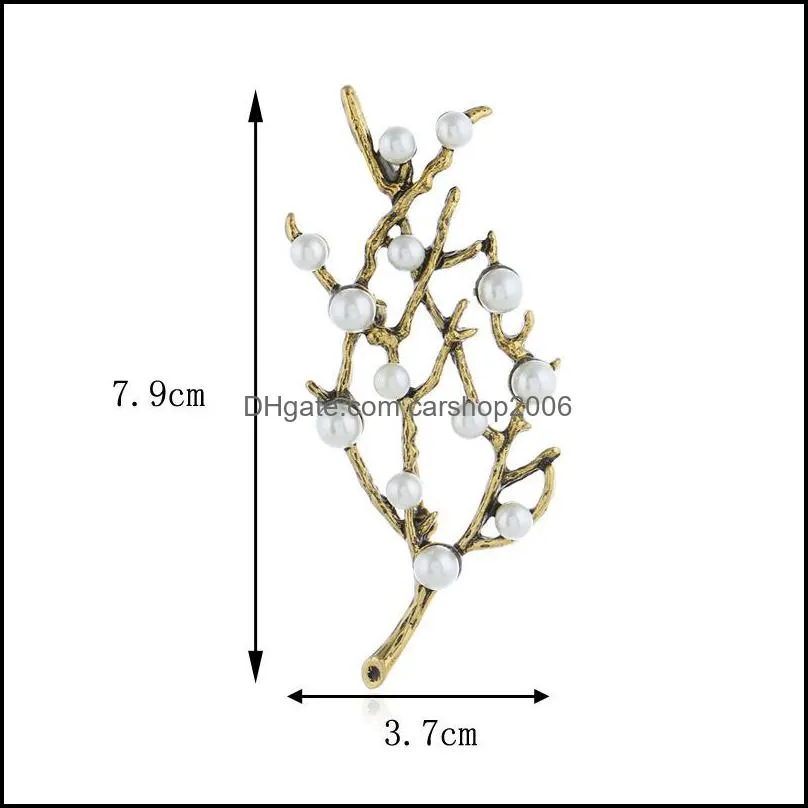 plum blossom pearls brooch pins for women retro french grace branches brooches girl christmas gifts pin xmas jewelry accessories 888