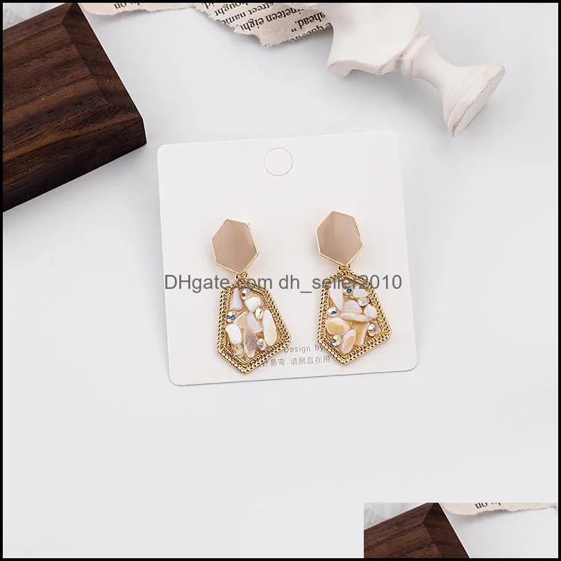 sevenstone dangle chandelier beige geometric gravel-drop oil statement earrings for women girl 152c3
