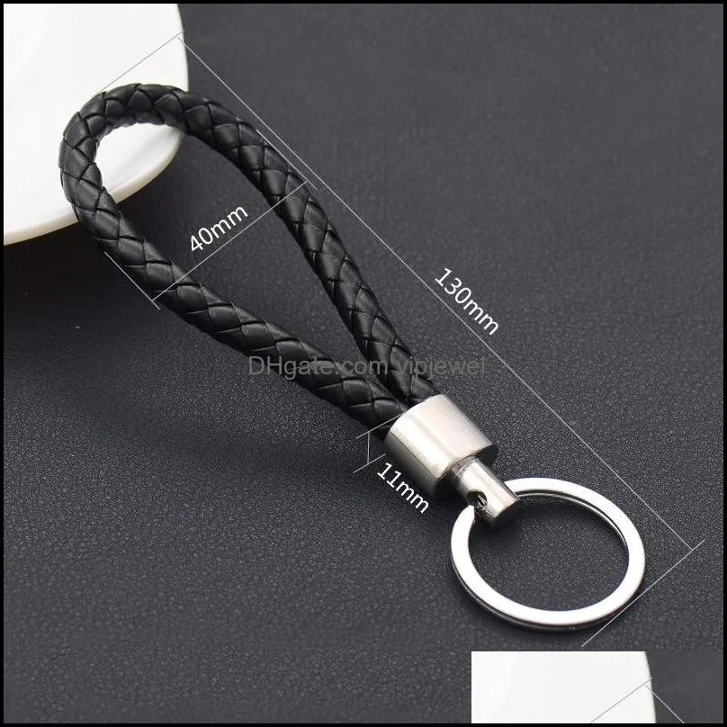 leather rope mercedes pendant keychain 2019 color woven leather keychain double key ring handbag holder (not suitable for wrist use, no