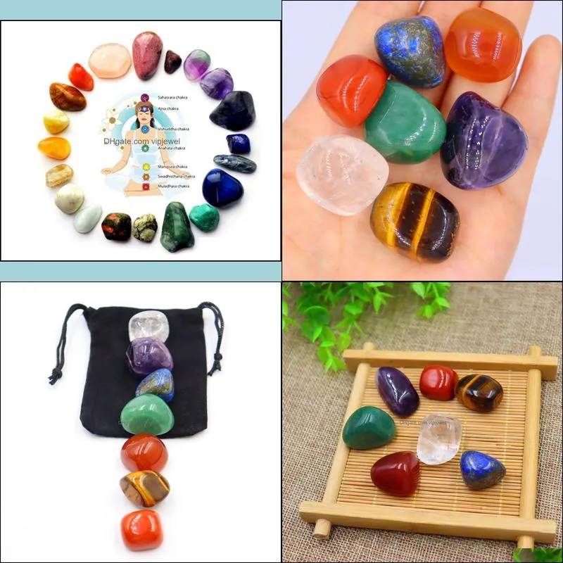 loose 7pcs/set reiki seven chakra healingnatural stone tumbled irregular polishing rock quartz yoga energy bead decoration