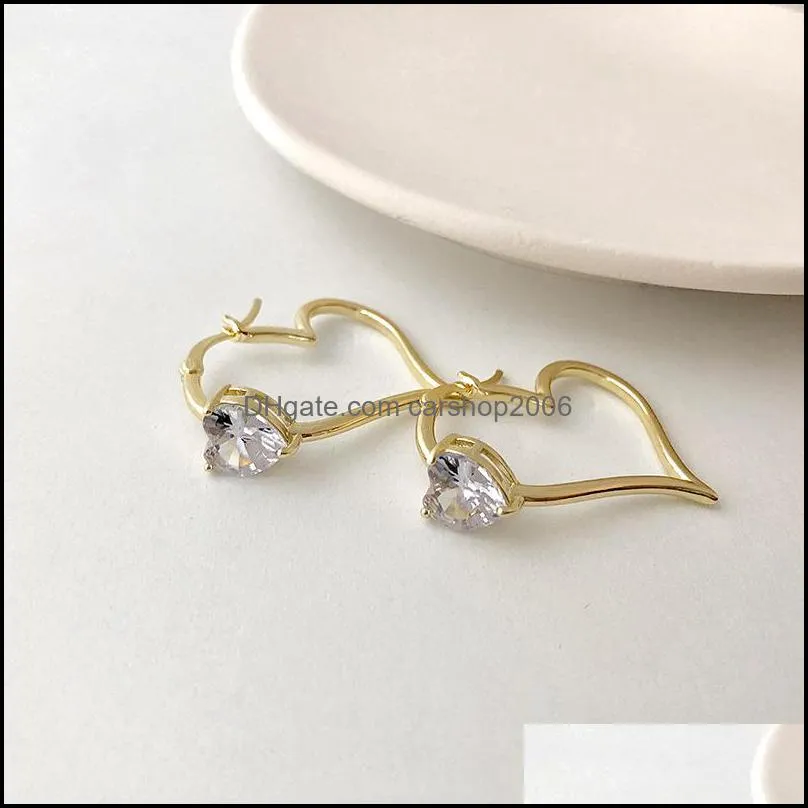 orgin summer exquisite hollow out love heart hoop earings for women minimalist gold rhinestone party gifts jewelry wholesale 492 q2