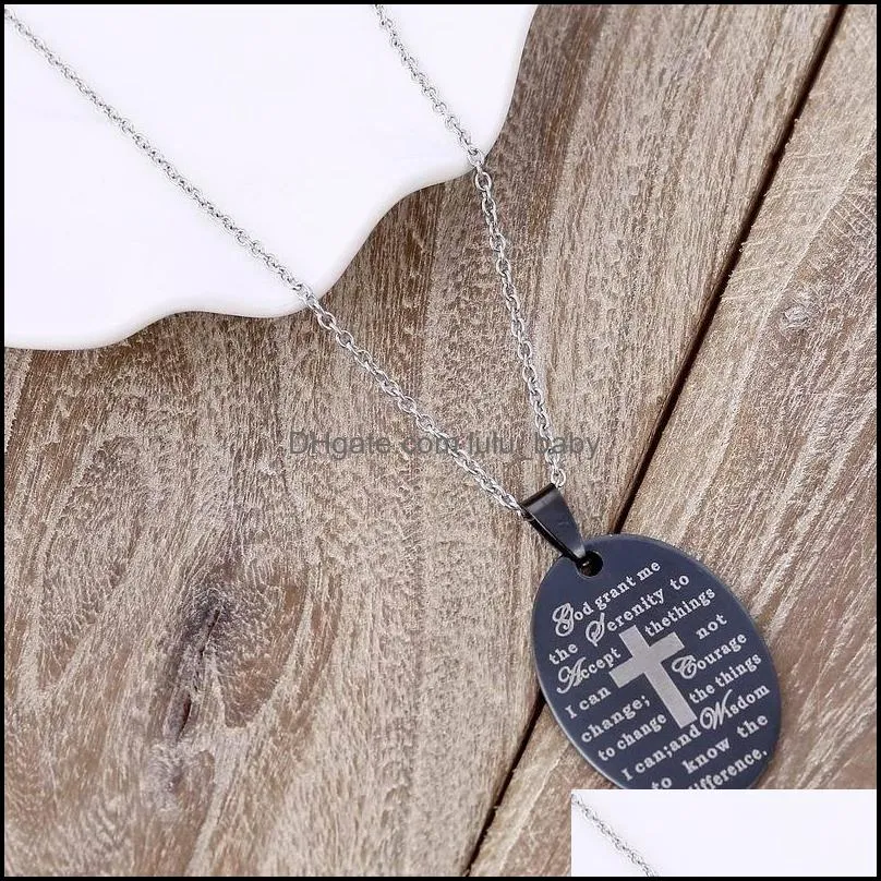 30pcs serenity prayer jesus cross stainless steel pendants necklace christian god grant me jewelry