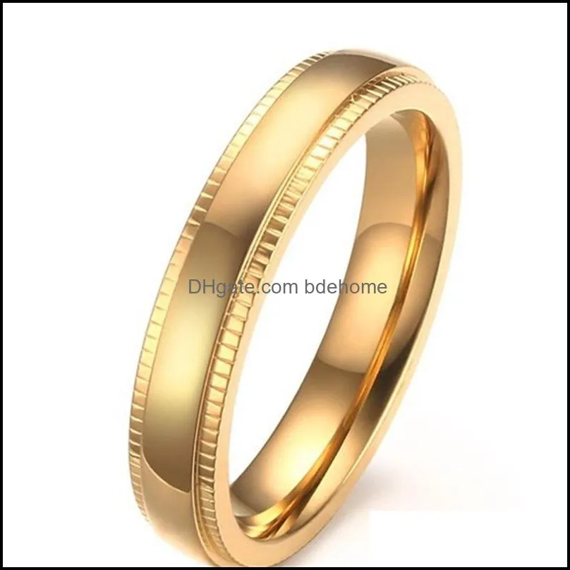 wedding rings 4mm gold-color band ring for women quality stainless steel engagement 3601 q2