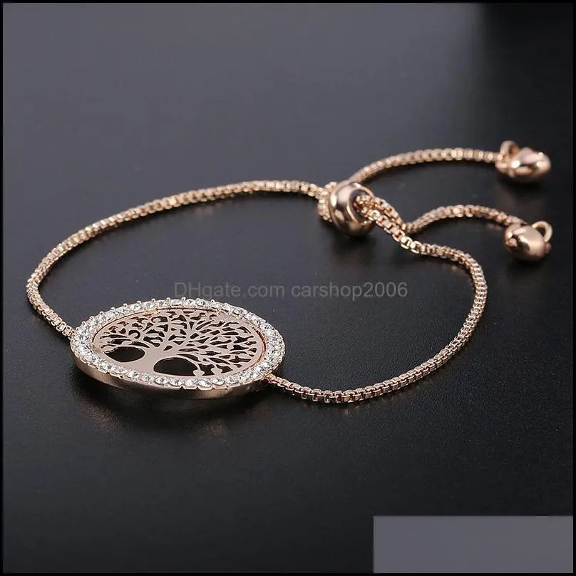 crystal gold silvery tree of life charm bracelets for women gift mujer fashion adjustable bracelet female jewelry 20220223 t2