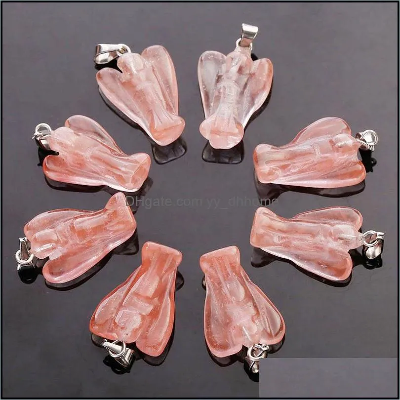 natural stone pendants charms fit necklace wholesale jewelry accessories gem supplies angel pendant