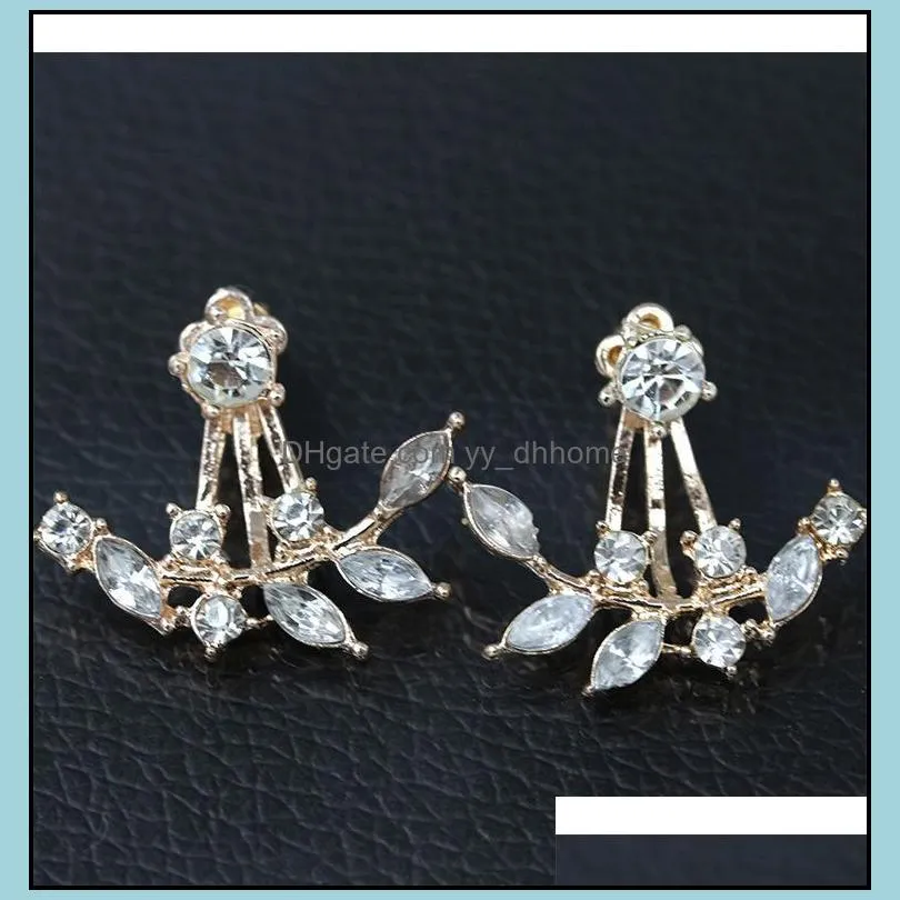 crystal earrings crystal ear earring leaf earring