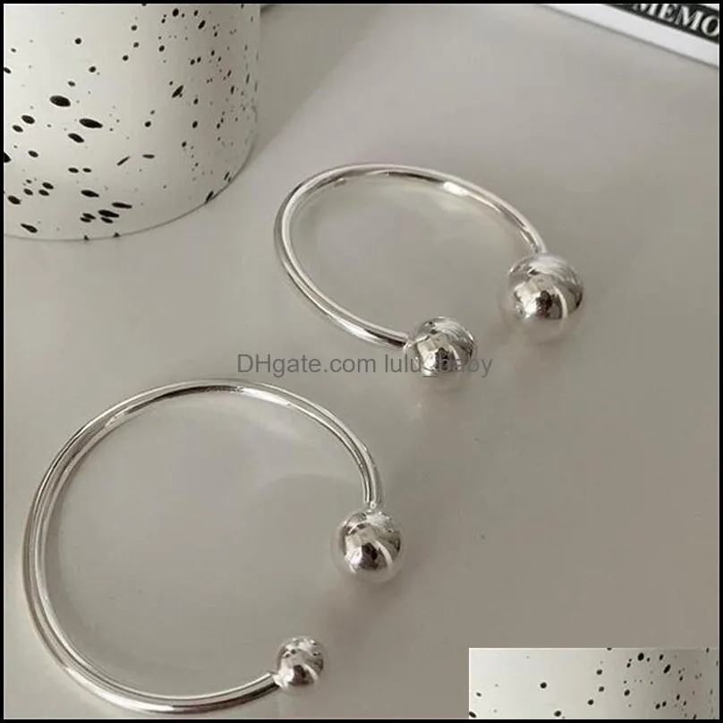 minimalist plated silver bangle bracelet trendy elegant charm glossy solid ball jewelry birthday gifts party accessories 20220228 t2
