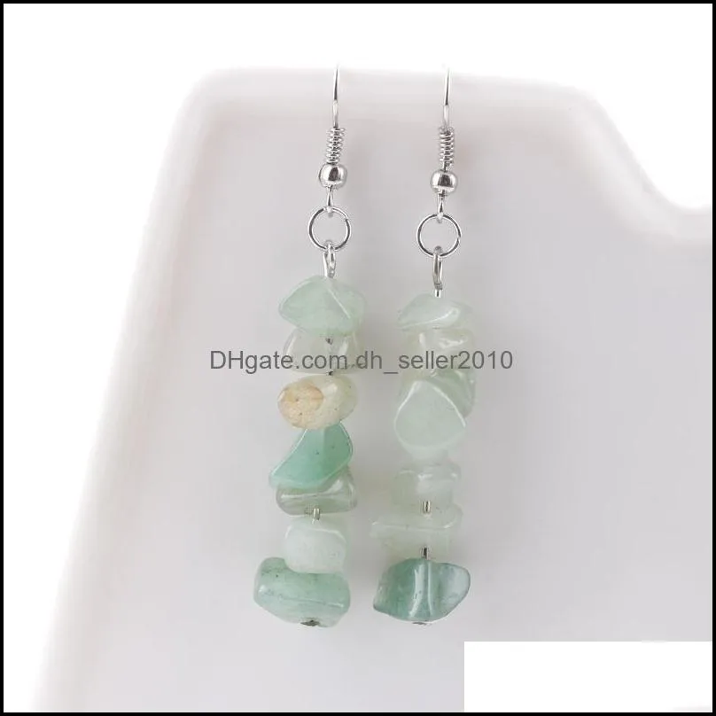 irregular natural stone crystal silver plated handmade earrings dangle party club decor fashion jewelry for women girl 1219 b3