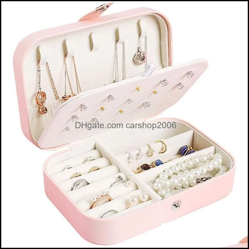 portable pu leather jewelry box portable travel jewelry organizer display storage case holder for rings earrings necklace accessories 926