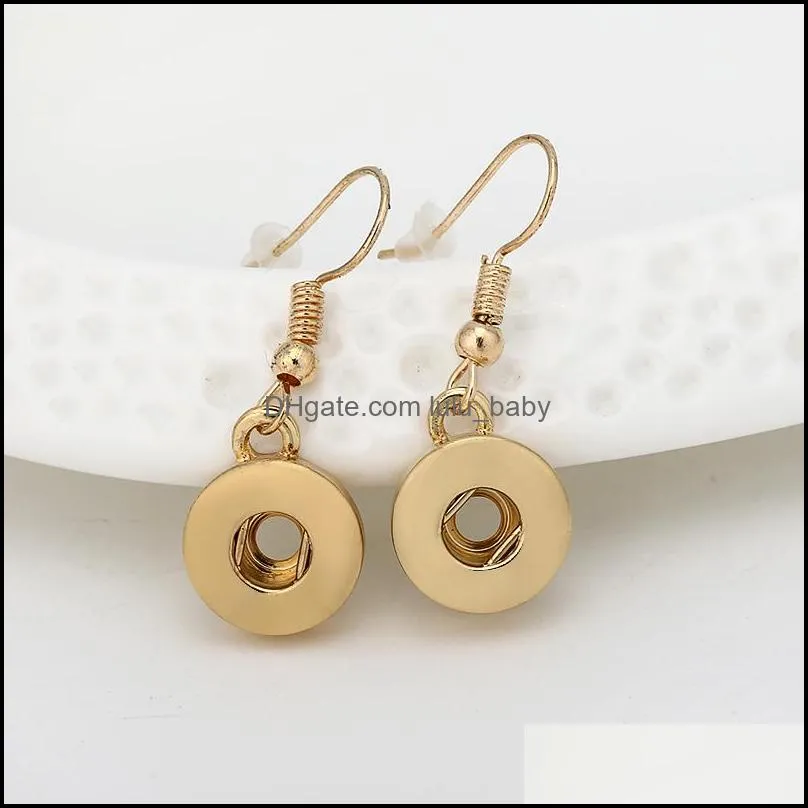 noosa silver gold hook earring metal drop earrings snap ear jewelry fit 12mm snap buttons simple women