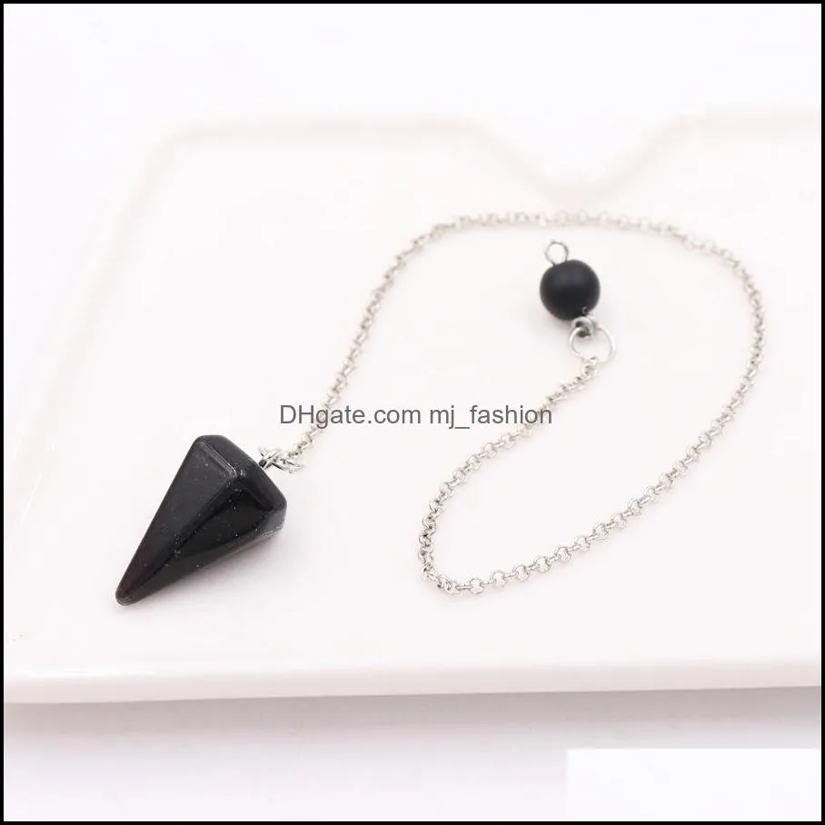 small size chakra reiki healing pendulums natural stones pendant amulet crystal meditation hexagonal pendulum for men women