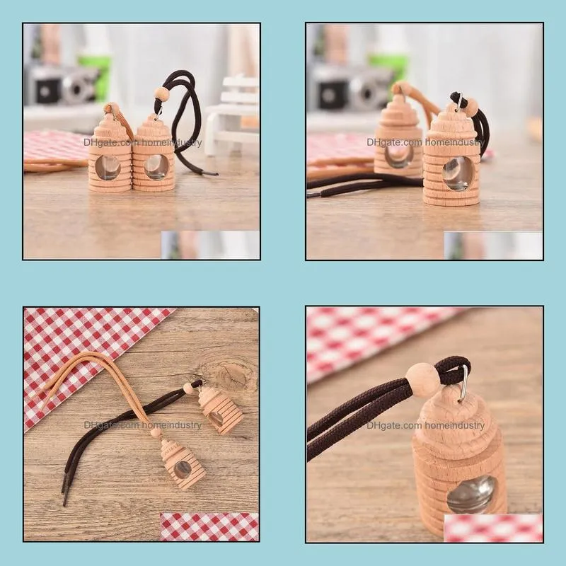 5ml arabic style wooden cover glass perfume bottle fragrance vials hang on scent bottle car home decor p093