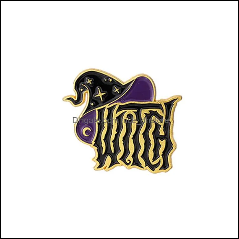 exaggerated funny magic potion magic hat metal paint brooch retro punk style little witch geometric shape badge pin jewelry