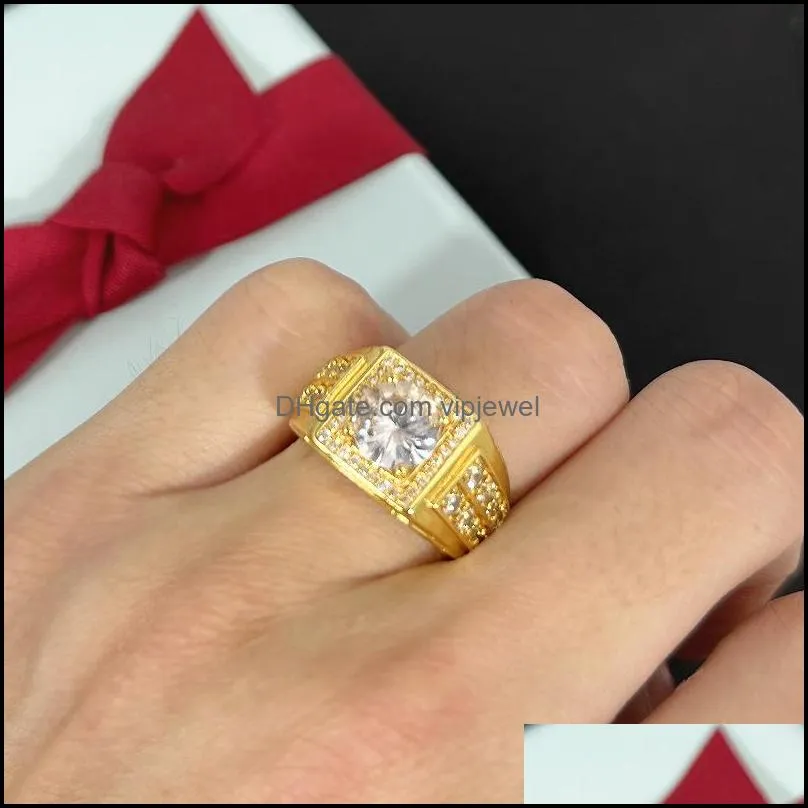 fashion gold white crystal cz ring for women men hip hop  engagement ring men wedding band party jewelry