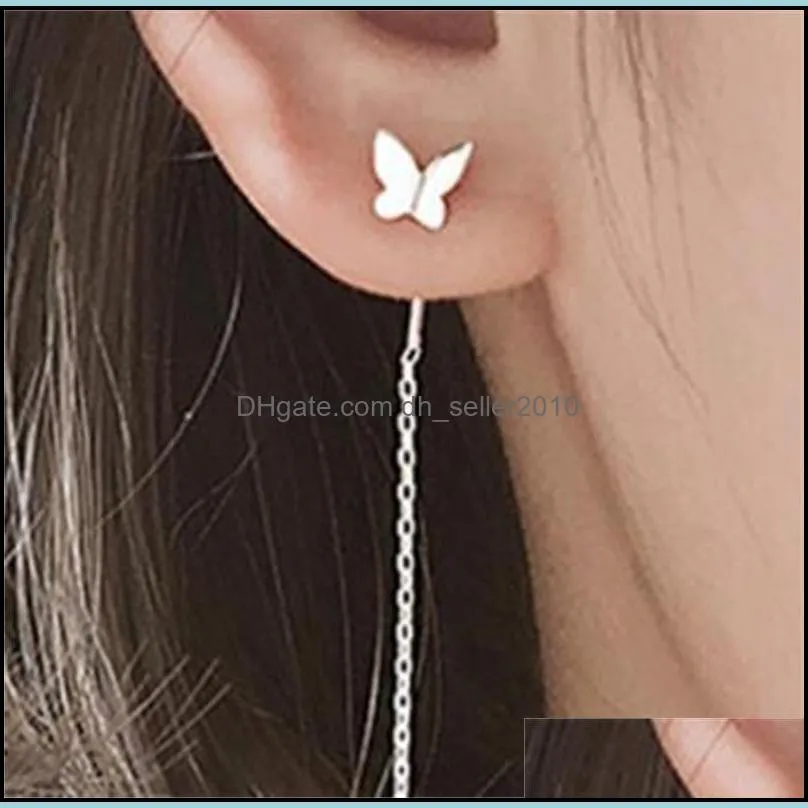 long tassel butterfly dangle earrings gold color 2022 fashion hanging women earring silver ear post jewelry 1843 t2