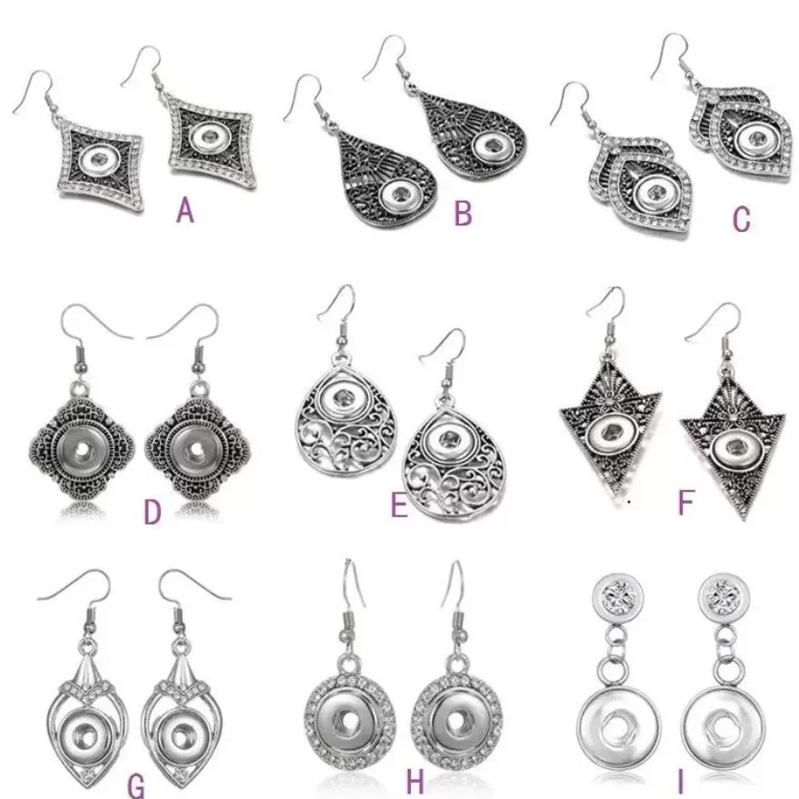 9 styles noosa chunks ginger snap earrings jewelry vintage hollow out geometric 12mm snap button charms earrings for women gift