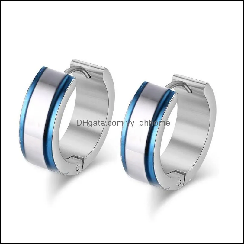 hoop huggie earring stainless steel silver blue color stud earrings woman /men`s ear jewelry wholesale