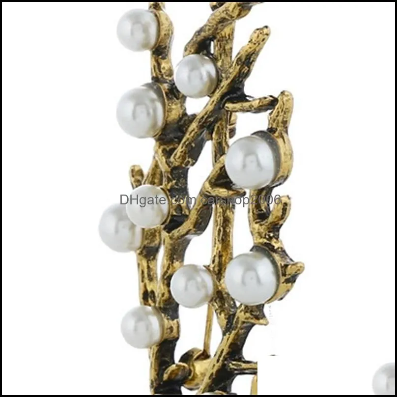 plum blossom pearls brooch pins for women retro french grace branches brooches girl christmas gifts pin xmas jewelry accessories 888