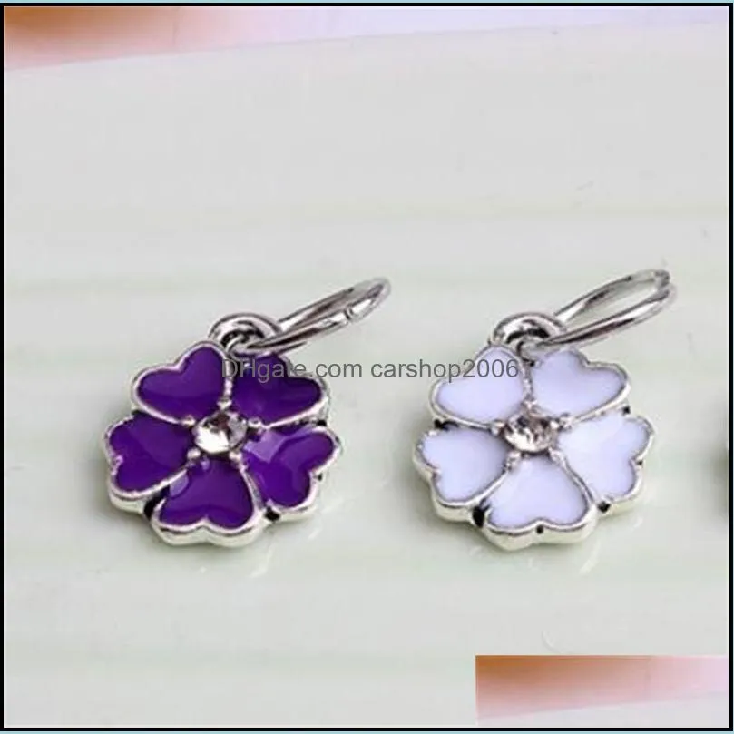 3 color painted flower dangle charm bead big hole fashion women jewelry european style for diy bracelet necklace new arrival 52 w2