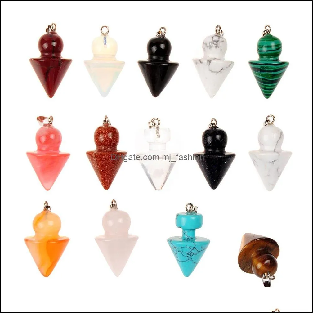 pendulum chakra circular cone pendant healing crystal reiki charms for necklace jewelry making amethyst rose quartz bead point acc