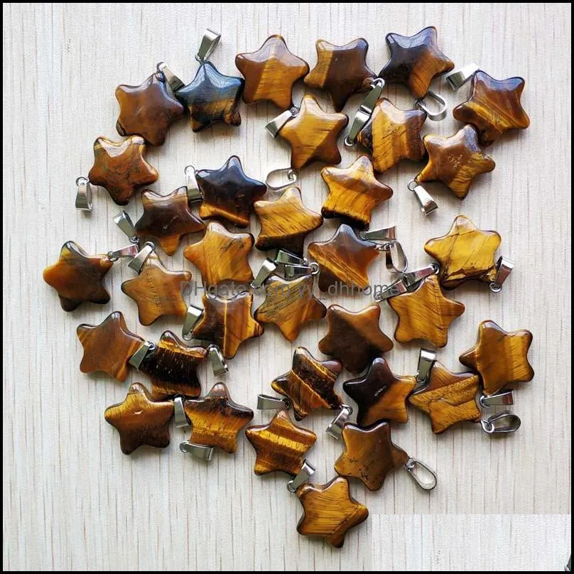 tigers eye five point star shape charms pendants for diy jewelry making wholesale