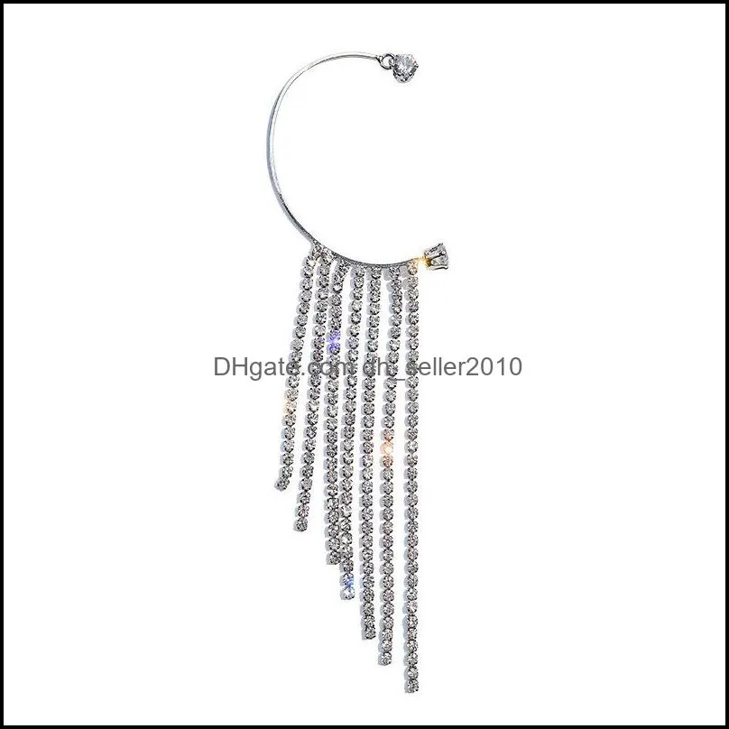 geometric c-type dangle tassel earrings luxury flash diamond personality ear clip pierced female earrings 1920 t2