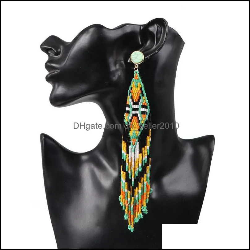 acrylic beads tassel drop earrings female bridal wedding party jewelry c3